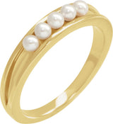 14K Gold Cultured White Seed Pearl Pearl Ring - Yellow Gold