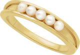 14K Gold Cultured White Seed Pearl Pearl Ring - Yellow Gold - view 4