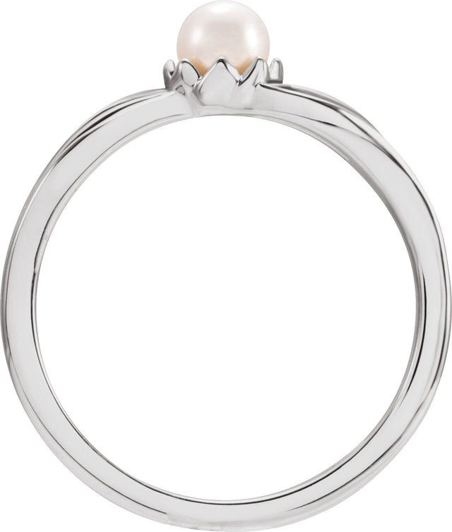 Platinum Cultured Freshwater Pearl Pearl Ring - view 2