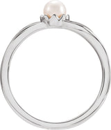 14K Gold Cultured Freshwater Pearl Pearl Ring - White Gold - view 2