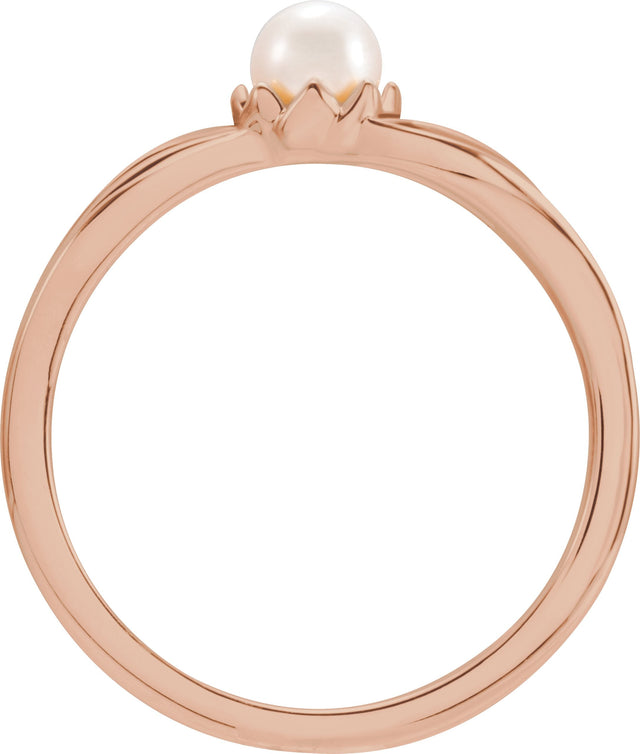 14K Gold Cultured Freshwater Pearl Pearl Ring - Rose Gold - view 2