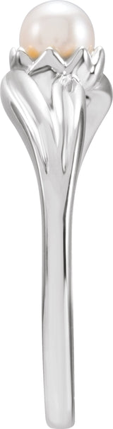 Platinum Cultured Freshwater Pearl Pearl Ring - view 3