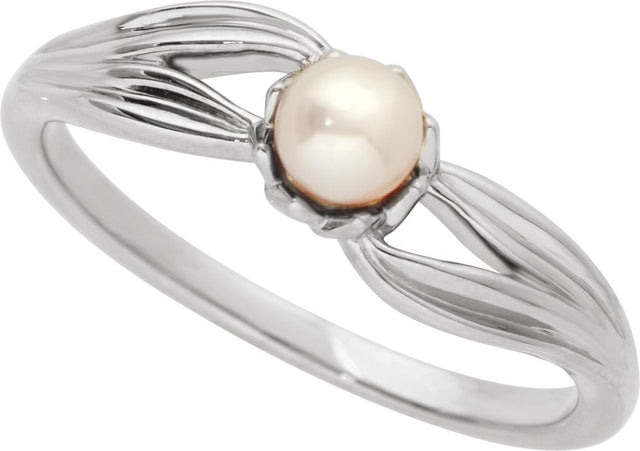 14K Gold Cultured Freshwater Pearl Pearl Ring - White Gold - view 4