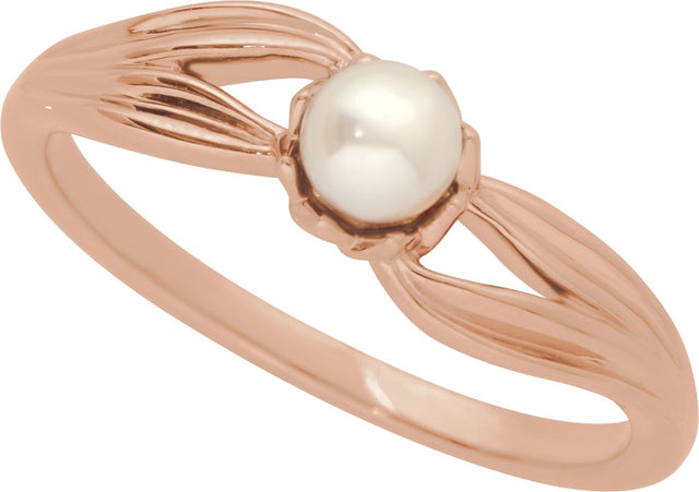 14K Gold Cultured Freshwater Pearl Pearl Ring - Rose Gold - view 4