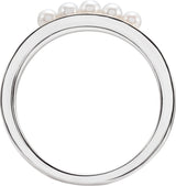 Platinum Cultured White Seed Pearl Pearl Ring - view 2