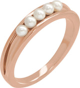 14K Gold Cultured White Seed Pearl Pearl Ring - Rose Gold