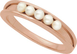 14K Gold Cultured White Seed Pearl Pearl Ring - Rose Gold - view 4
