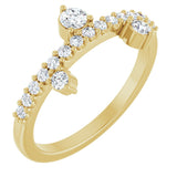 14K Gold Round Natural White Sapphire Accented Ring - Yellow Gold
