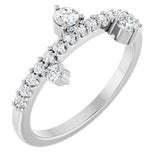 14K Gold Round Natural White Sapphire Accented Ring - White Gold