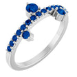 Platinum Round Lab-Grown Blue Sapphire Accented Ring