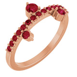 14K Gold Round Lab-Grown Ruby Accented Ring - Rose Gold