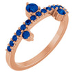 14K Gold Round Lab-Grown Blue Sapphire Accented Ring - Rose Gold