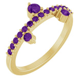 14K Gold Round Natural Amethyst Accented Ring - Yellow Gold