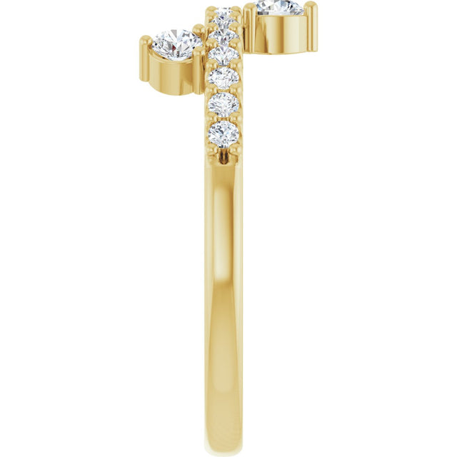 14K Gold Round Natural White Sapphire Accented Ring - Yellow Gold - view 4