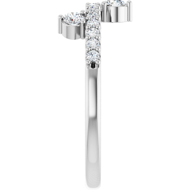 14K Gold Round Natural White Sapphire Accented Ring - White Gold - view 4