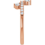 14K Gold Round Natural White Sapphire Accented Ring - Rose Gold - view 4