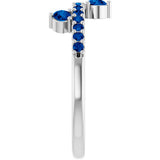 14K Gold Round Lab-Grown Blue Sapphire Accented Ring - White Gold - view 4