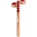 14K Gold Round Natural Ruby Accented Ring - Rose Gold - view 4