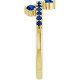 14K Gold Round Lab-Grown Blue Sapphire Accented Ring - Yellow Gold - view 4