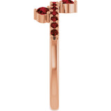 14K Gold Round Natural Mozambique Garnet Accented Ring – 3mm Stones - Rose Gold - view 4