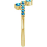14K Gold Round Natural Blue Zircon Accented Ring - Yellow Gold - view 4