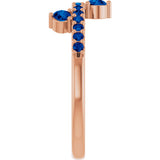 14K Gold Round Lab-Grown Blue Sapphire Accented Ring - Rose Gold - view 4
