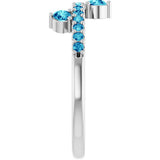 14K Gold Round Natural Blue Zircon Accented Ring - White Gold - view 4