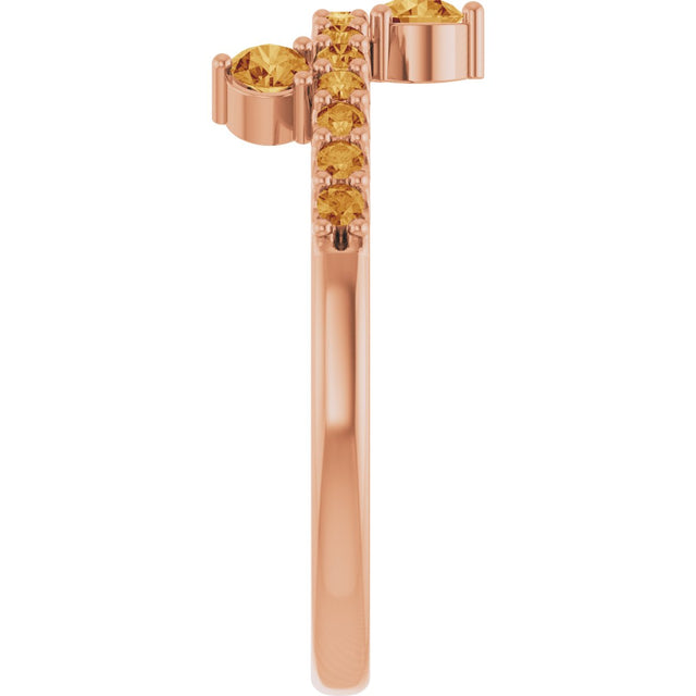 14K Gold Round Natural Citrine Accented Ring - Rose Gold - view 4