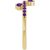 14K Gold Round Natural Amethyst Accented Ring - Yellow Gold - view 4
