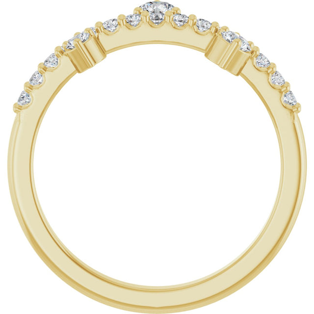 14K Gold Round Natural White Sapphire Accented Ring - Yellow Gold - view 2