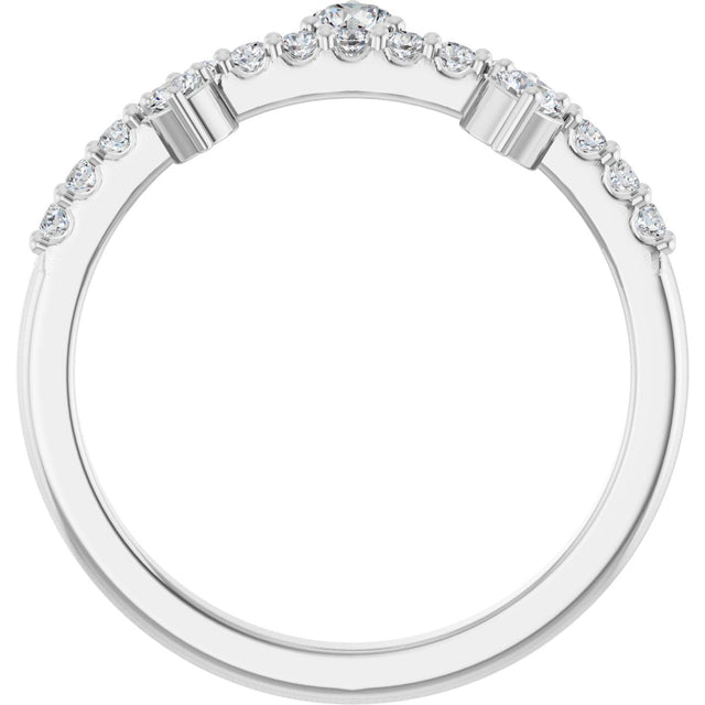 14K Gold Round Natural White Sapphire Accented Ring - White Gold - view 2