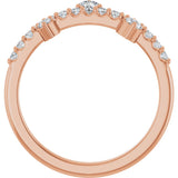 14K Gold Round Natural White Sapphire Accented Ring - Rose Gold - view 2