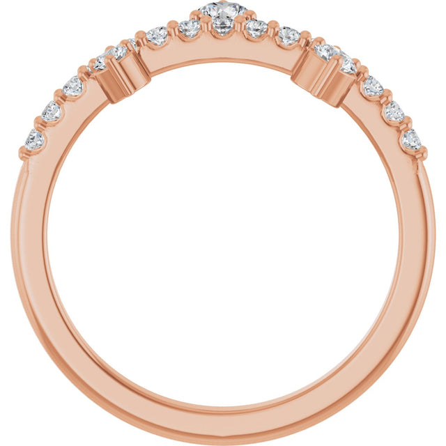 14K Gold Round Natural White Sapphire Accented Ring - Rose Gold - view 2