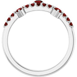 14K Gold Round Natural Mozambique Garnet Accented Ring – 3mm Stones - White Gold - view 2