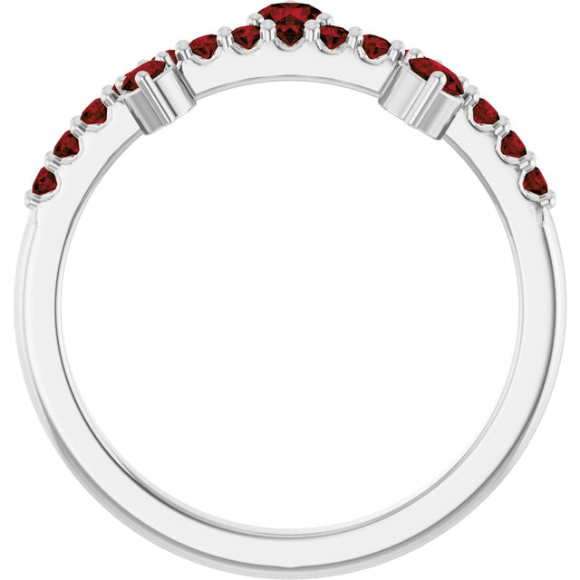 14K Gold Round Natural Mozambique Garnet Accented Ring – 3mm Stones - White Gold - view 2