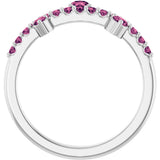 Platinum Round Natural Pink Tourmaline Accented Ring - view 2