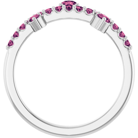 Platinum Round Natural Pink Tourmaline Accented Ring - view 2