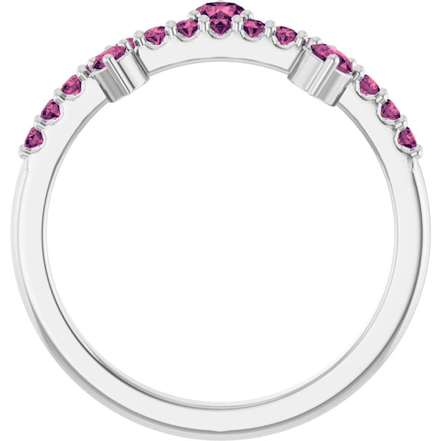 Platinum Round Natural Pink Tourmaline Accented Ring - view 2