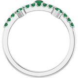 Platinum Round Natural Emerald Accented Ring - view 2