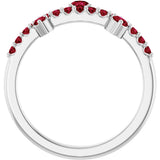 Platinum Round Lab-Grown Ruby Accented Ring - view 2