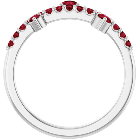 Platinum Round Natural Ruby Accented Ring - view 2