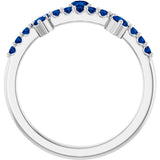 14K Gold Round Lab-Grown Blue Sapphire Accented Ring - White Gold - view 2