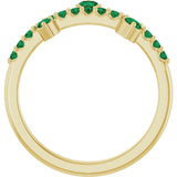 14K Gold Round Natural Emerald Accented Ring - Yellow Gold - view 2