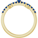 14K Gold Round Lab-Grown Blue Sapphire Accented Ring - Yellow Gold - view 2