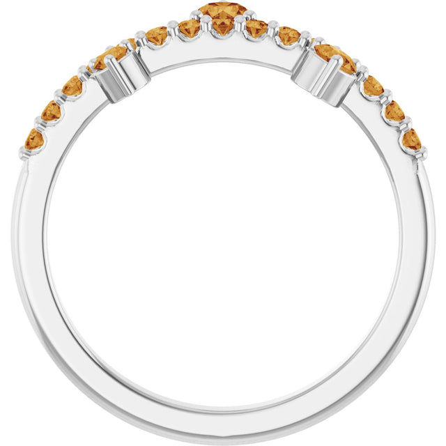 14K Gold Round Natural Citrine Accented Ring - White Gold - view 2