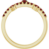 14K Gold Round Natural Mozambique Garnet Accented Ring – 3mm Stones - Yellow Gold - view 2