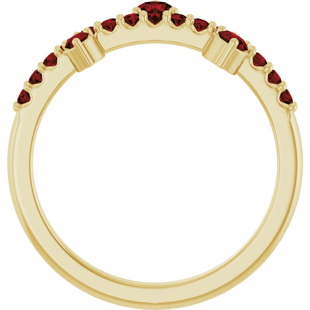 14K Gold Round Natural Mozambique Garnet Accented Ring – 3mm Stones - Yellow Gold - view 2