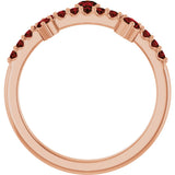 14K Gold Round Natural Mozambique Garnet Accented Ring – 3mm Stones - Rose Gold - view 2