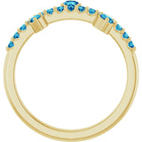 14K Gold Round Natural Blue Zircon Accented Ring - Yellow Gold - view 2
