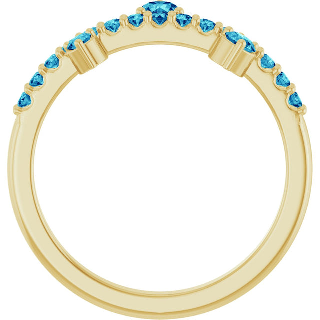 14K Gold Round Natural Blue Zircon Accented Ring - Yellow Gold - view 2
